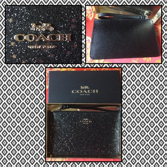 Authentic Coach black star glitter medium wristlet - Picture 2 of 3